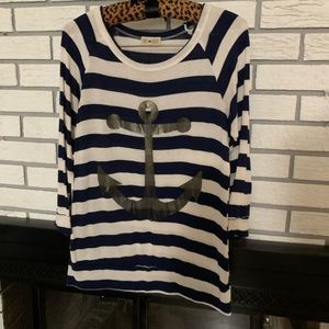 Navy stripe anchor top